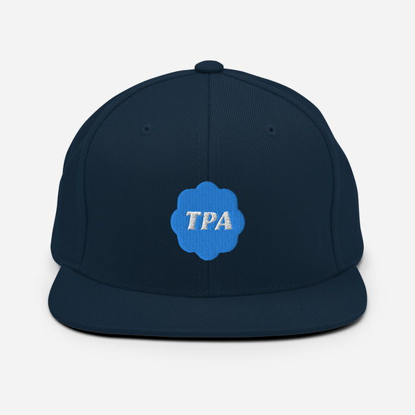 Original artwork by Tiny Werewolves | TPA Verified Embroidered Snapback in Dark Navy | Shop to get your gender neutral Snapback