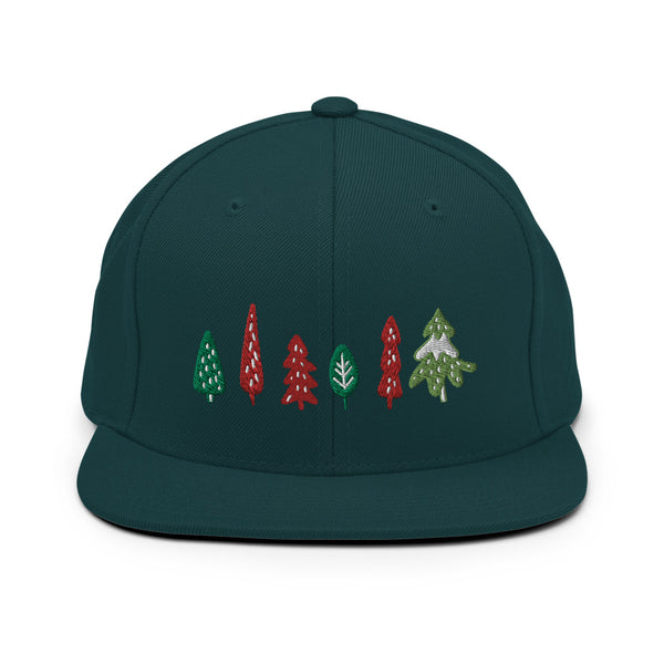 Original artwork by Tiny Werewolves | Trees Embroidered Snapback in Spruce | Shop to get your gender neutral Snapback