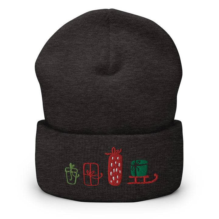 Presents Embroidered Cuffed Beanie Dark Grey