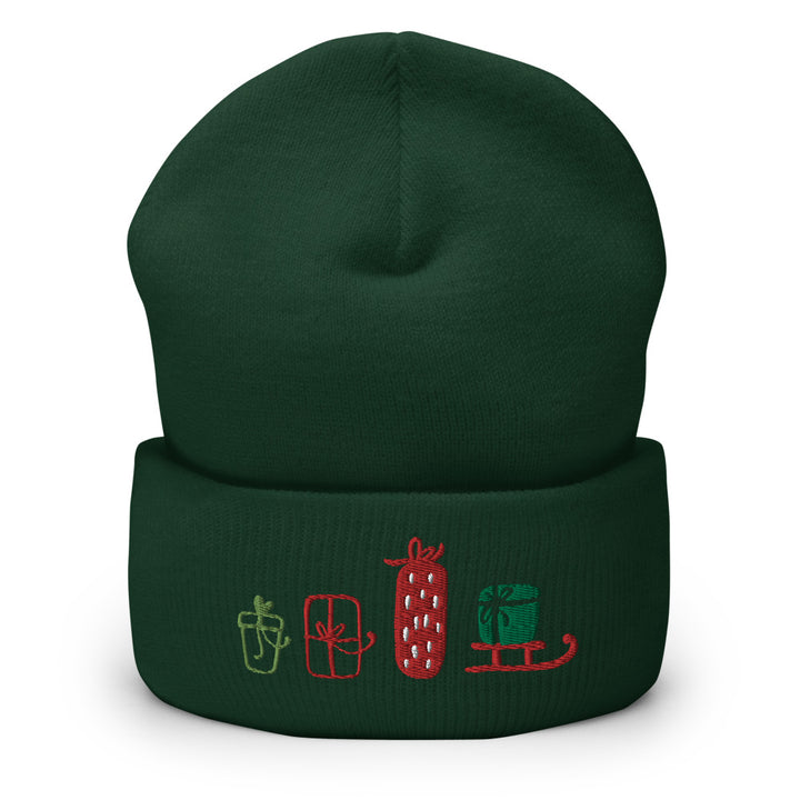 Presents Embroidered Cuffed Beanie Spruce