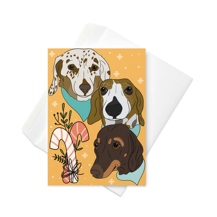 Custom Illustrated Pet Holiday Greeting Cards 3 Pets