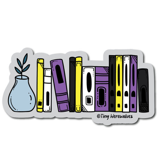 Original artwork by Tiny Werewolves | Non-Binary Bookshelf Pride Sticker in | Shop to get your gender neutral Sticker
