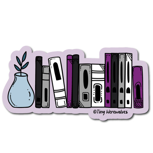 Original artwork by Tiny Werewolves | Asexual Bookshelf Pride Sticker in | Shop to get your gender neutral Sticker