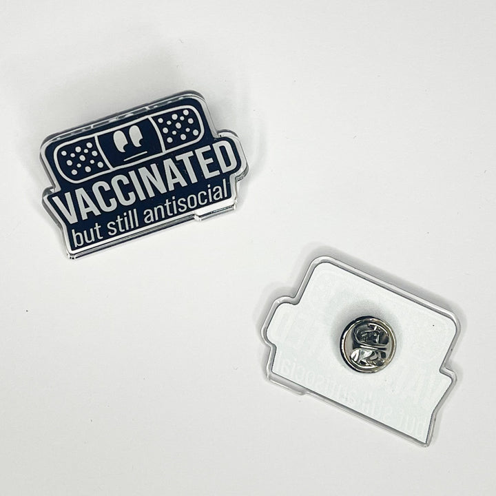 Vaccinated, But Still Antisocial Acrylic Pin (Discontinued Design) 1.5" Mini Pin