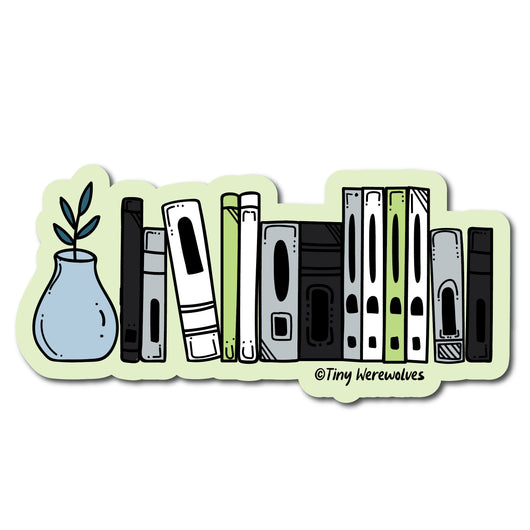 Original artwork by Tiny Werewolves | Agender Bookshelf Pride Sticker in | Shop to get your gender neutral Sticker