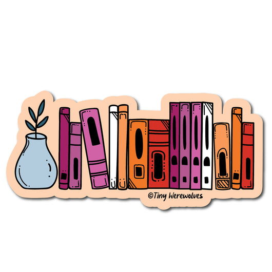 Original artwork by Tiny Werewolves | Lesbian Bookshelf Pride Sticker in | Shop to get your gender neutral Sticker