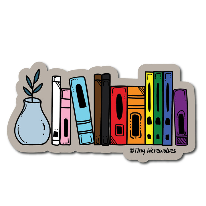 Progressive Rainbow Bookshelf Pride Sticker