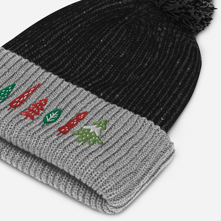 Trees Embroidered Pom Beanie